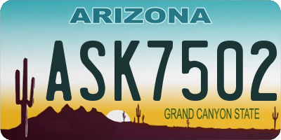 AZ license plate ASK7502