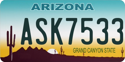 AZ license plate ASK7533