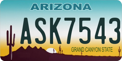AZ license plate ASK7543