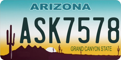 AZ license plate ASK7578