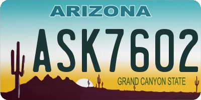 AZ license plate ASK7602