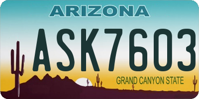 AZ license plate ASK7603