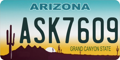 AZ license plate ASK7609