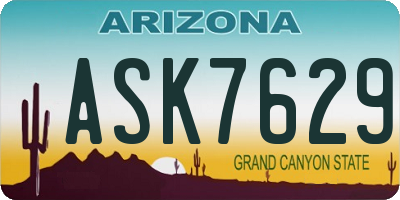 AZ license plate ASK7629