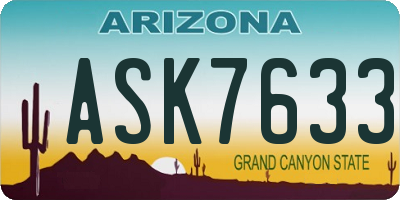 AZ license plate ASK7633