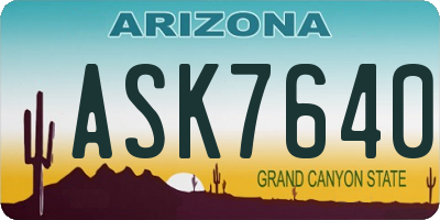 AZ license plate ASK7640