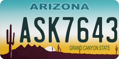 AZ license plate ASK7643