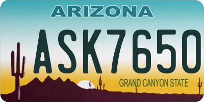 AZ license plate ASK7650