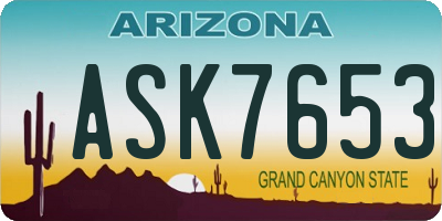 AZ license plate ASK7653