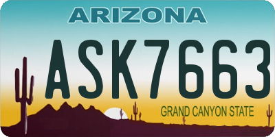 AZ license plate ASK7663