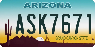 AZ license plate ASK7671