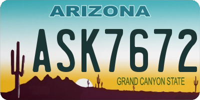 AZ license plate ASK7672