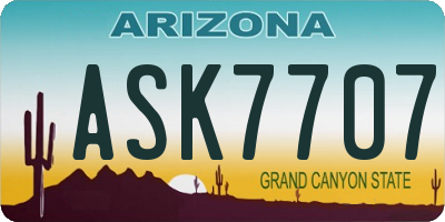 AZ license plate ASK7707