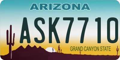 AZ license plate ASK7710