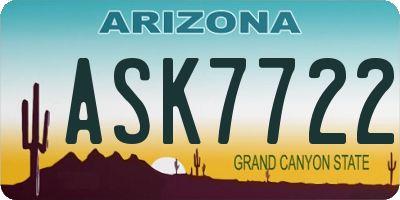 AZ license plate ASK7722