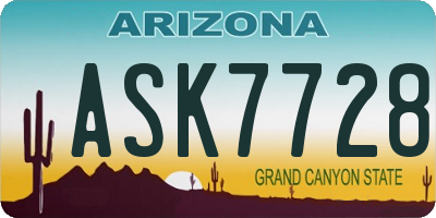 AZ license plate ASK7728