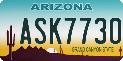 AZ license plate ASK7730