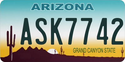 AZ license plate ASK7742