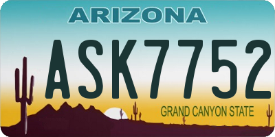AZ license plate ASK7752