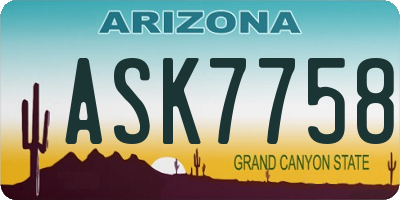 AZ license plate ASK7758