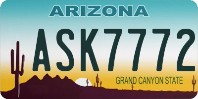 AZ license plate ASK7772