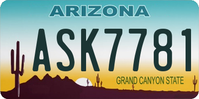 AZ license plate ASK7781