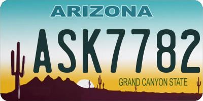 AZ license plate ASK7782