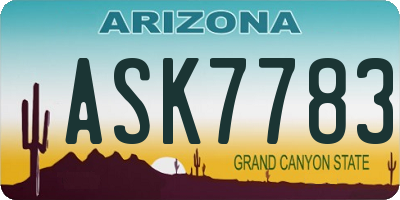AZ license plate ASK7783