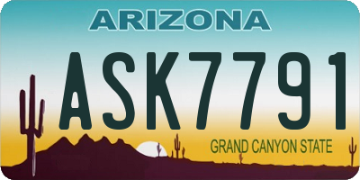 AZ license plate ASK7791