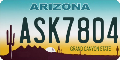 AZ license plate ASK7804