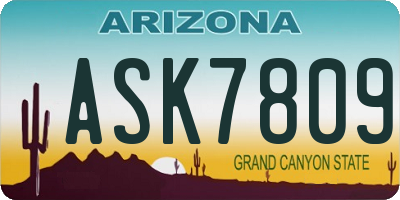 AZ license plate ASK7809