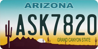 AZ license plate ASK7820