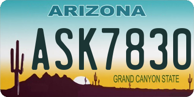 AZ license plate ASK7830