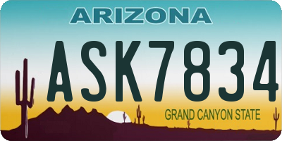 AZ license plate ASK7834