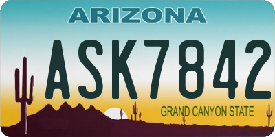 AZ license plate ASK7842