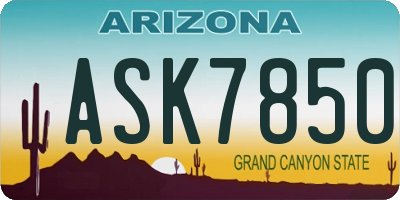 AZ license plate ASK7850