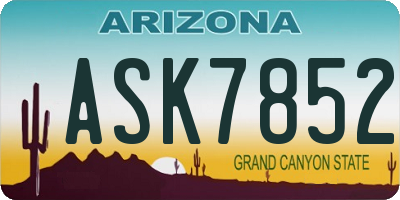 AZ license plate ASK7852