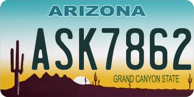 AZ license plate ASK7862