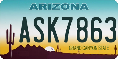 AZ license plate ASK7863