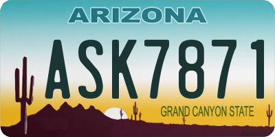 AZ license plate ASK7871