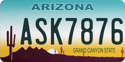 AZ license plate ASK7876
