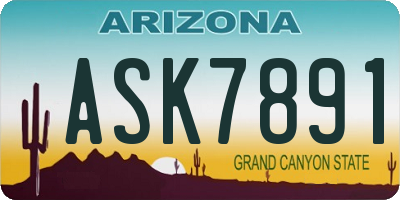 AZ license plate ASK7891