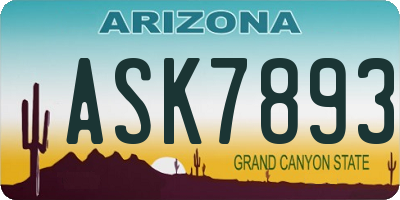 AZ license plate ASK7893