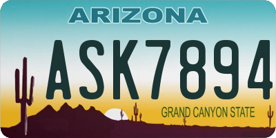 AZ license plate ASK7894