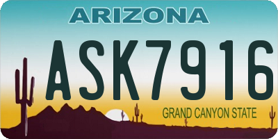AZ license plate ASK7916