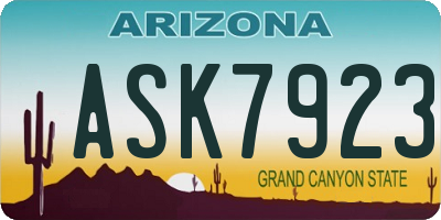 AZ license plate ASK7923