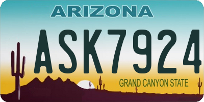 AZ license plate ASK7924