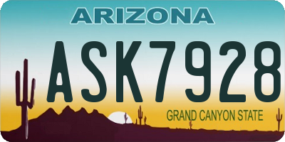 AZ license plate ASK7928