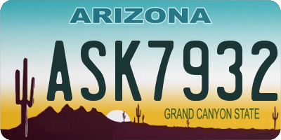 AZ license plate ASK7932