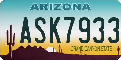 AZ license plate ASK7933